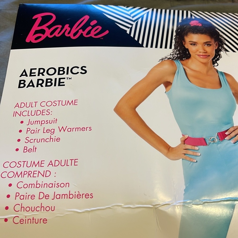 Barbie Aerobics Adult Jumpsuit Costume in Light Blue S